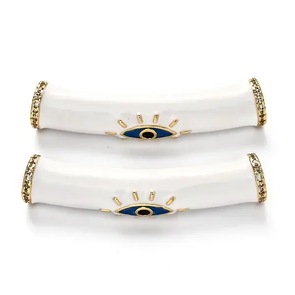Brass Micro Pave Clear Cubic Zirconia Tube Beads