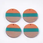 Tri-color Resin & Walnut Wood Pendants