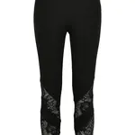 Dámské legíny s krajkovou vložkou s vysokým pasem černé