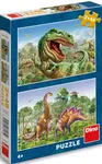 Puzzle Souboj dinosaurů 2x48 dílků