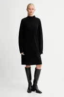 Šaty s příměsí vlny Marc O'Polo černá barva, mini, oversize, 509511867033