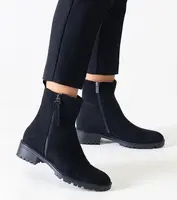 Gemre Zahra black high platform ankle boots in eco-suede