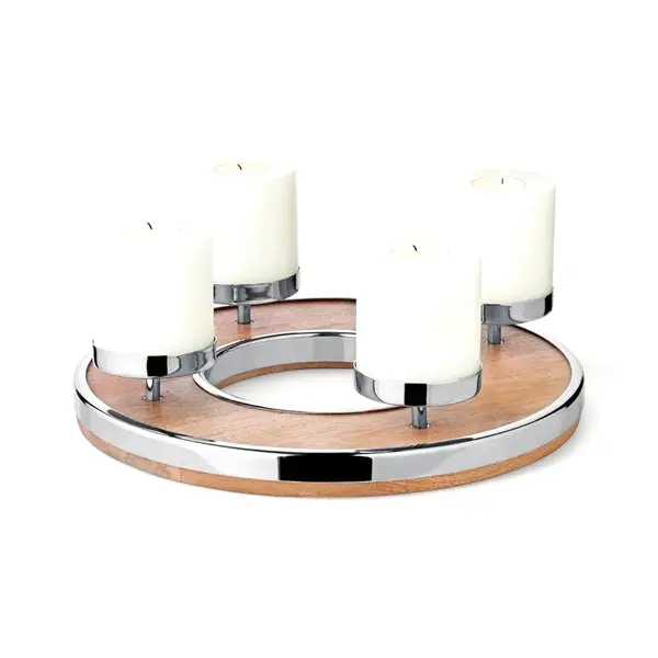 Adventní věnec Jale (Ø 36 cm), mangové dřevo s okrajem z nerezové oceli - EDZARD