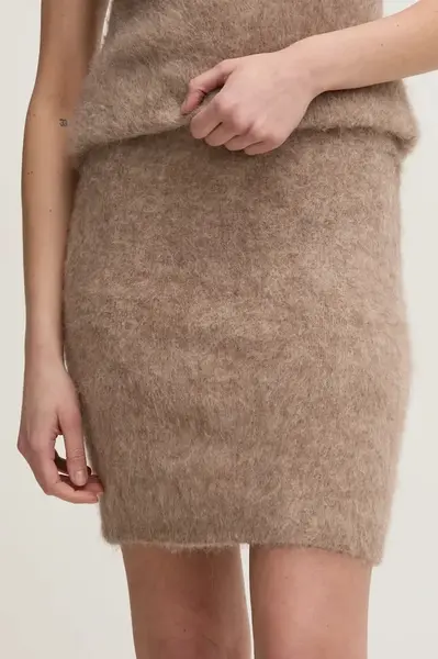 Vlněná sukně Gestuz béžová barva, mini, pouzdrová, 10909845