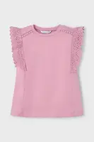Dětské bavlněné tričko Mayoral růžová barva, 3010