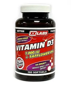 Xxlabs Vitamin D3 1000 IU v oleji ze světlice barvířské 360 tobolek