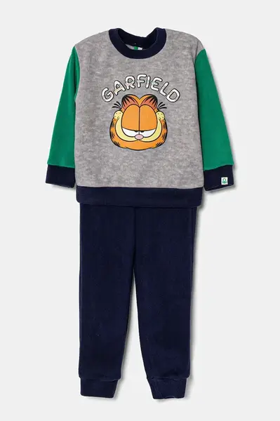 Dětské pyžamo United Colors of Benetton šedá barva, s potiskem, 3JA40P07V