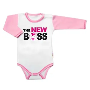 Baby Nellys Body dl. rukáv s vtipným textem, The New Boss, vel. 86