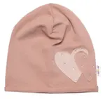 Baby Nellys Dětská čepice bavlna, Srdíčka s kamínky,  cappuccino vel.  92/98