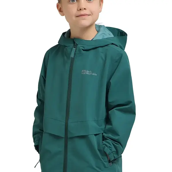 Dětská nepromokavá bunda Jack Wolfskin MALIMA zelená barva