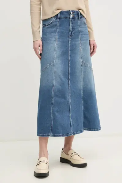 Džínová sukně Mos Mosh modrá barva, midi, áčková, 170140