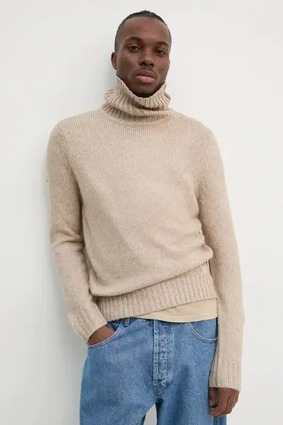 Svetr Superdry pánský, béžová barva, hřejivý, s golfem, M6110618A-2WG