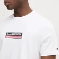 Bavlněné tričko Tommy Hilfiger bílá barva, s aplikací, MW0MW38079