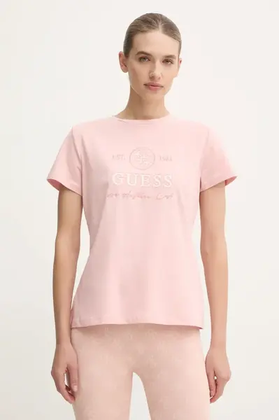 Tričko Guess 4G růžová barva, V5RI05 J1314