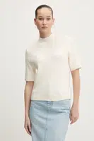 Svetr z vlněné směsi Abercrombie & Fitch dámský, béžová barva, s pologolfem, KI150-4339