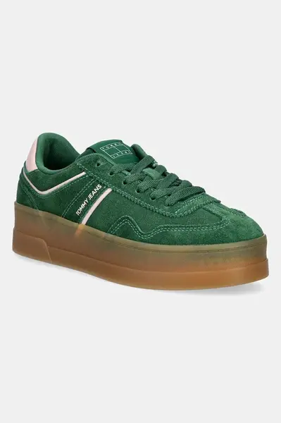 Semišové sneakers boty Tommy Jeans THE GREENWICH FLATFORM SUEDE