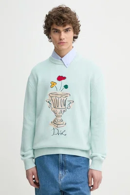 Vlněný svetr Drôle de Monsieur La Maille Vase pánský, tyrkysová barva, F-PO174-WO023-LBE