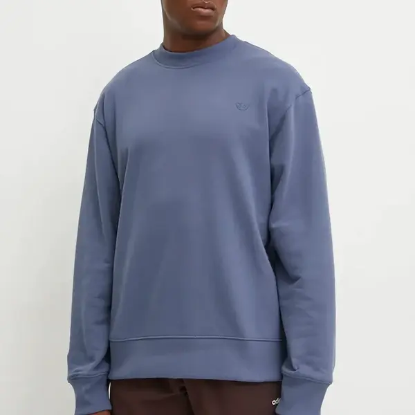 Bavlněná mikina adidas Originals pánská, modrá barva, hladká, IX9813