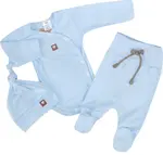Z&Z 3-dílná soupravička body, polodupačky s provázkem a čepička - sv. modrá, vel. 56 vel.  56