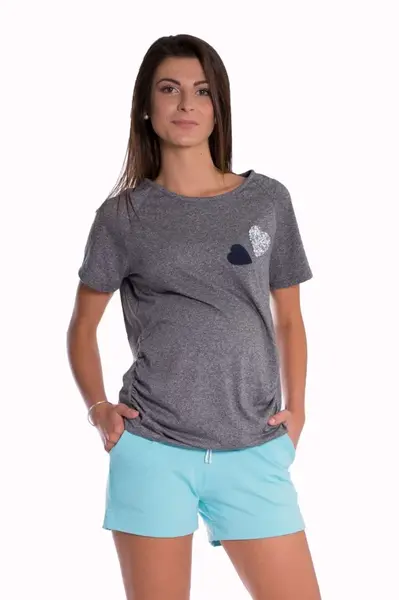 bemaamaa Těhotenské,bavlněné kraťasy s odpáratelným pásem - Máta, vel. M