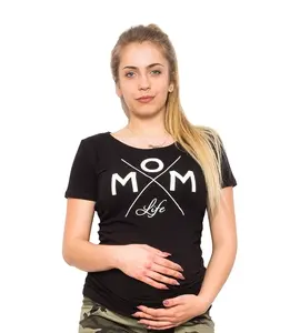 bemaamaa Těhotenské triko Mom Life - černá, vel. XL