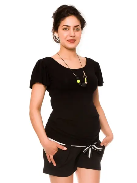 bemaamaa Těhotenské teplákové kraťasy Monika - černé, vel. S