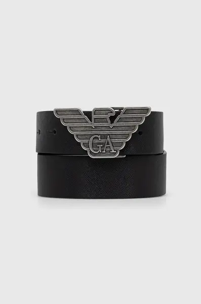 Kožený pásek Emporio Armani pánský, černá barva, Y4S270 YLP4X