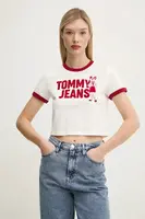 Bavlněné tričko Tommy Jeans bílá barva, DW0DW20561