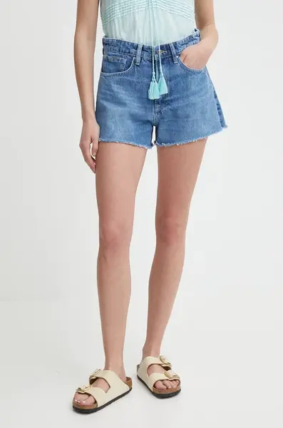 Džínové šortky Pepe Jeans A-LINE SHORT HW dámské, hladké, high waist, PL801111MP1