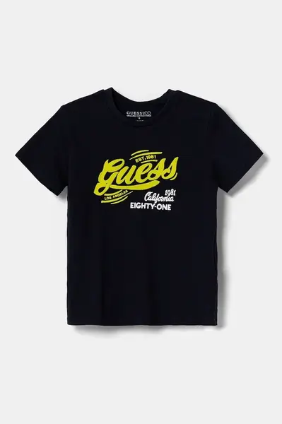 Dětské bavlněné tričko Guess tmavomodrá barva, s potiskem, N5RI16 K8HM4