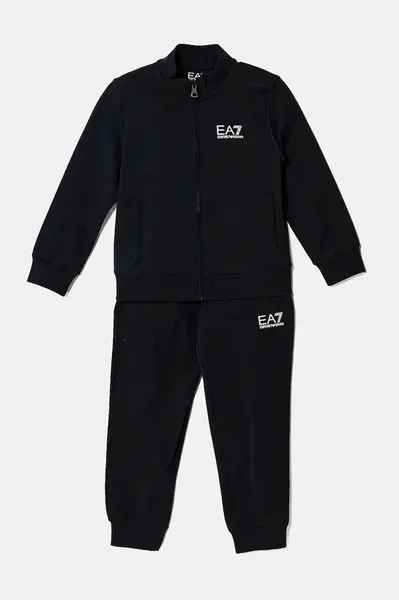 Dětská bavlněná tepláková souprava EA7 Emporio Armani tmavomodrá barva, 7B000030 AF10380