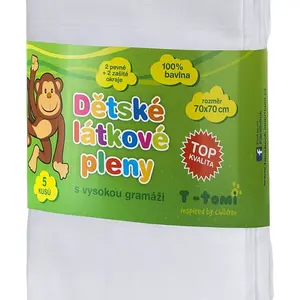 T-tomi Látkové TETRA pleny 70x70 cm sada 5 ks bílé