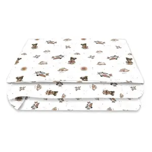 Miminu Povlečení do postýlky, bavlna, 2D sada, Méďa pilot - bílá, béžová