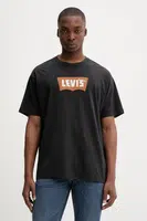 Bavlněné tričko Levi's černá barva, s potiskem, 000RY
