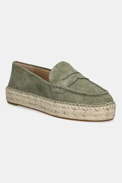 Semišové espadrilky Lauren Ralph Lauren Luize Loafer zelená barva, 802953958008
