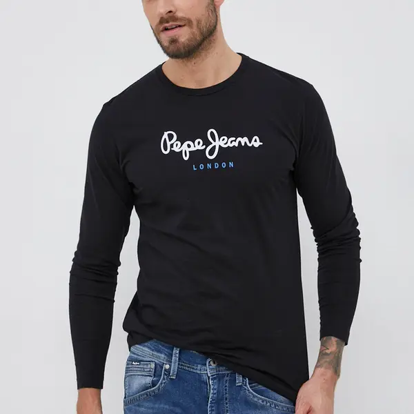 Bavlnené tričko s dlhým rukávom Pepe Jeans Eggo Long čierna farba, jednofarebné, PM508209.999