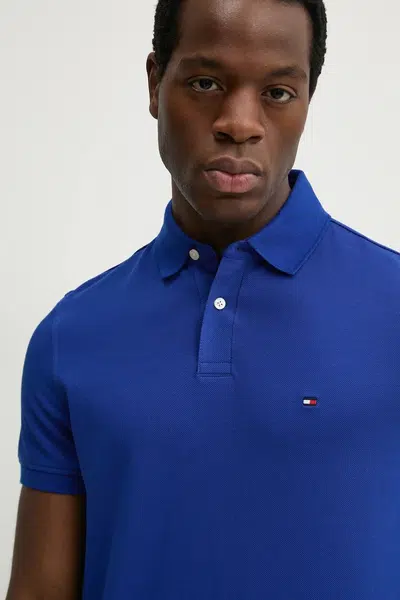 Polo tričko Tommy Hilfiger pánske, modrá farba, vzorované, MW0MW17770