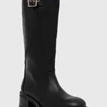Kožené čižmy Steve Madden Bonna dámske, čierna farba, na podpätku, SM11003091
