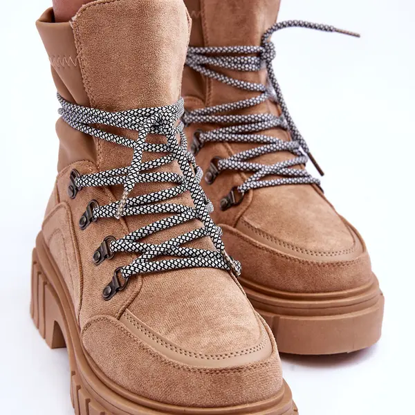 FG2 Dámske semišové čipky -up topánky Dark Beige Acorn