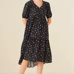 Bigdart 1976 vzorované šaty s výstrihom do V - čierne