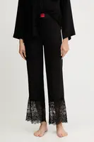 Pyžamové kalhoty HUGO dámské, černá barva, krajkové, 50549974