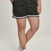 Women's Stripes Mesh Hot Pants Black
