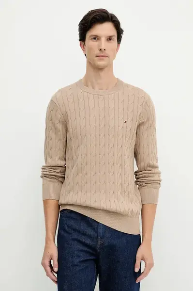 Bavlněný svetr Tommy Hilfiger bílá barva, MW0MW33132