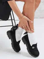 Mokasyny damskie zamszowe czarne Dstreet