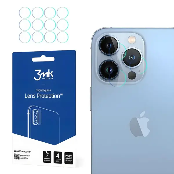 4x Sklo na kameru 3mk pre Apple iPhone 13 Pro - Transparentná H20541