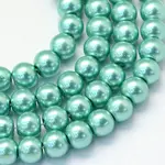 Baking Painted Pearlized Glass Pearl Round Bead Strands