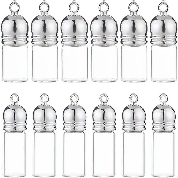 12Pcs 2 Style Glass Bottle Pendants