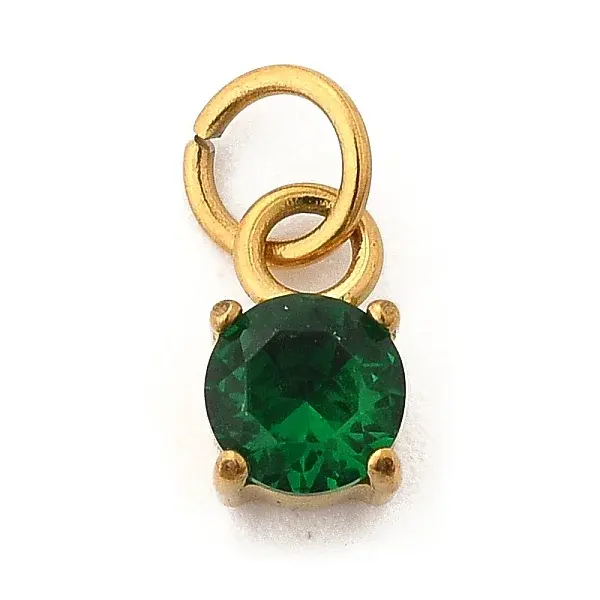 304 Stainless Steel Micro Pave Cubic Zirconia Pendants