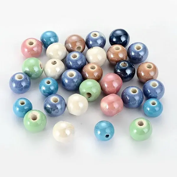Pearlized Handmade Porcelain Round Beads