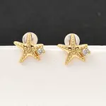 Brass Micro Pave Clear Cubic Zirconia Stud Earrings
